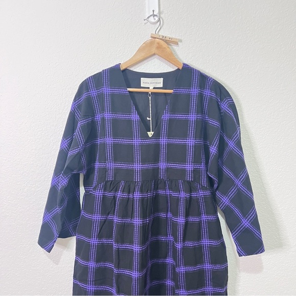 Mara Hoffman Midnight blue and purple plaid dress size XS - Picture 6 of 12